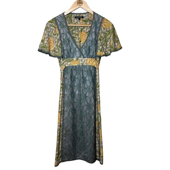 Betsey Johnson VTG 90s Y2K 100% Silk Lace Floral Butterfly Sleeve Dress Size 4 - Picture 1 of 8